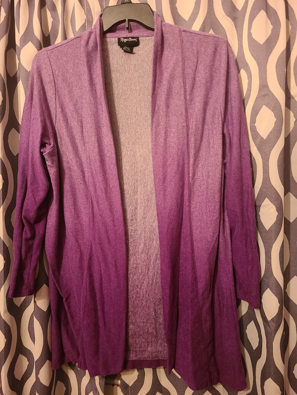 Women's XL 1X ombre light to dark purple heather open front cardigan long tunic